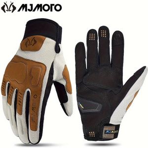 TEMU MJMOTO Retro Braune Motorradhandschuhe, Rutschfestes Gewebe mit Touchscreen-Kompatibilität für Männer & Frauen