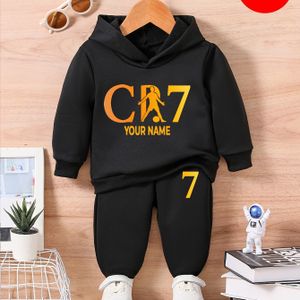 TEMU Individuelles Produktset von 2 Stück, Bequemes und Weiches Material, CR7-Druck, Geeignet für Kinder, Mittelschüler und Erwachsene Freizeit-Sport-Sweatshirt-Hosen mit Namensanpassung