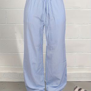 TEMU Stripe Print Wide Leg Hose, Lässige Tunnelzug Elastische Taille Colorblock 2 In 1 Hose Für Frühling & Sommer, Damenbekleidung