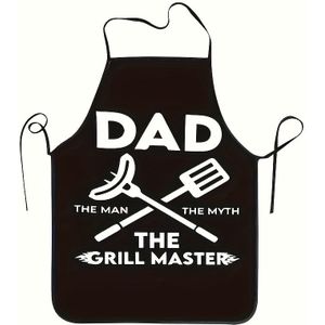 TEMU Schürze ""Dad the for Man the the "" - Perfektes BBQ-Geschenk für Vater, Ideal für Outdoor-Kochen & Alltägliche Küchenhygiene, Langlebiges Polyester, Schwarz mit Weißem Druck