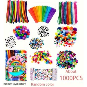 TEMU 1000 Stück DIY Craft Kit mit Rohrreinigern, Holzpompoms und mehr - Kompletter Kunst- und Handwerksbedarf für kreative Projekte