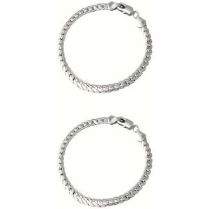 TEMU Zwei Geflochtene Armbänder aus 925er Silber, 19 cm, Böhmischer Eleganter Stil, Modische Alltagsaccessoires für Frauen und Unisex-Schmuck