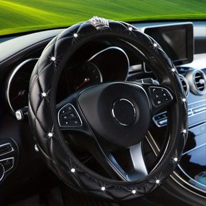 TEMU 1pc Glitzernder Künstlicher Diamant PU-Leder Weich Und Bequem Autozubehör Ohne Innenring Lenkradabdeckung Auto Teile Für Frauen