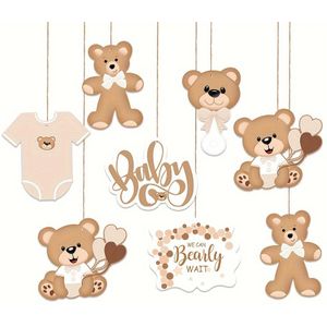 TEMU 8-teiliges Geburtstagsparty-Dekorationsset mit Bärenmotiven, rustikale Holzschilder zum Aufhängen mit , DIY-Wanddekoration für Babyparty, , , Frühling, Tiermotiv, Federn, für und Küche