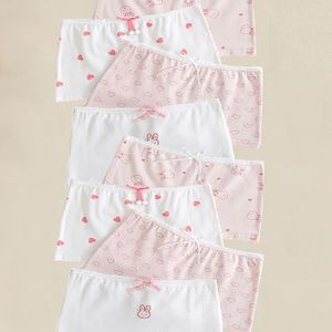 TEMU 8-teiliges Höschen für Mädchen mit Cartoon-Motiv, Slips mit Zitronen- und Frucht-Print, Studenten-Shorts