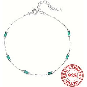 TEMU Ein Armband für Damen, der mit Vintage-Luxus und geometrischem synthetischem Zirkonienstich versehen ist, hergestellt aus 925 Silber und wiegend 1.8G, geeignet für den täglichen Weg zur Arbeit.