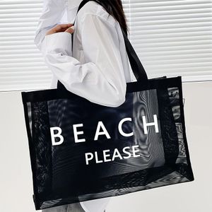 TEMU Große Strandtasche mit Buchstabendruck, atmungsaktives Polyester-Material ? für Arbeit, Reisen und Einkaufen | Trendige Tragetasche für Teenager und Frauen | Strapazierfähige Schultergurte