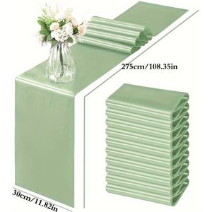 TEMU Polyester Satin Tischläufer - Salbeigrün, keine Montage erforderlich, für Hochzeiten, Geburtstage, Partys - 1er Pack