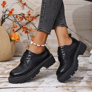 TEMU Damenschlupf-Loafers - Schwarze Synthetikschuhe mit Dicker Gummisohle, für Alle Jahreszeiten & Einfaches Anziehen für Freizeitkleidung, Bequeme Schuhe