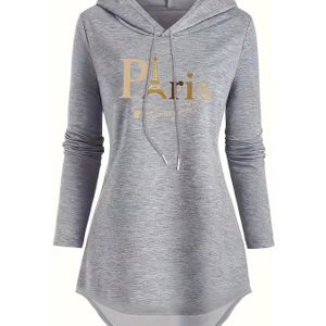 TEMU Schickes Geometrisches Druck Langarm-Hoodie für Damen - Lässiges Polyesterstrick, Maschinenwaschbar, für Frühling/Sommer/Herbst