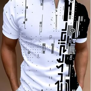 TEMU Herren Golfshirt in Plusgröße, Poloshirt, Kurzarm, Regular Fit, modischer Design, gemischte Farbe, lässige Oberbekleidung mit Reißverschluss-Detail