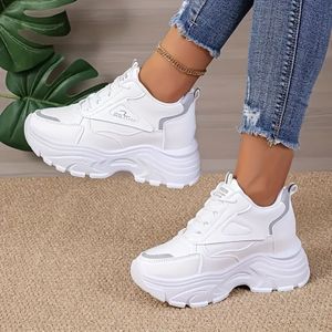 TEMU Damenschuhe Casual Sport, Atmungsaktive Dicke Sohle Schnür-Sneaker, Vielseitige Kleine Athletikschuhe