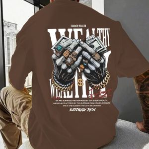 TEMU Herren Freizeit-T-Shirt mit einzigartigem Hand-Schmuck-Design - Weiche Polyester-Mischung, Stretch-Passform, Maschinenwaschbar - für Sommerausflüge