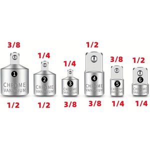 TEMU 6-teiliger Steckdosenadapter Ratschenschlüssel-Adapter 1/2 Große Flugdrehung 3/8 Mittlere Flugdrehung 1/4 Kleine Flugdrehung CR-V Chrom-Vanadium-Stahl