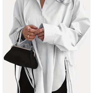 TEMU Einfarbiges Hemd mit Knopfleiste vorne, lässiges Langarmshirt für Frühling und Herbst, Damenbekleidung