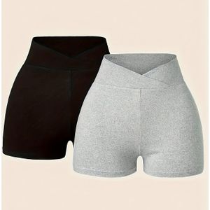 TEMU Stilvolle und vielseitige Damen-Slimming-Shorts in Uni-Farben, elastische Sommer-