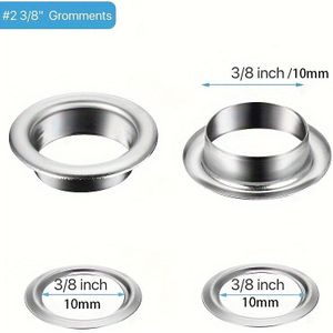 TEMU 500 Stück 6/10/12mm Ösenunterlegscheiben und Ösen-Set für Banner und Poster, metallische Ösen für Stoffkleider und Gürtel (Silber)