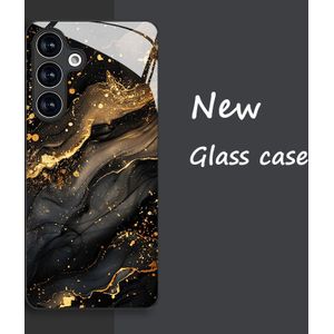 TEMU Schwarzes Goldmarble, geeignet für Samsung S24/S24Ultra/S23/S23Ultra/S22/S21//temperiertes Glas, Handyhülle, kleiner Luxus, Anti-Staub und langlebig