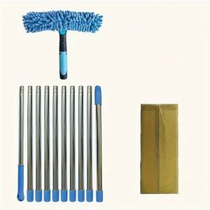 TEMU 2-in-1 Glas-Reinigungswerkzeug mit 4-Meter-Ultra-Lang-Splicing - Müheloses Fenster-Reinigen ohne Leiter