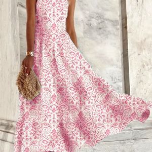 TEMU Modische Urlaubsstil-Voll-Print-Spaghettiträger-Kleid