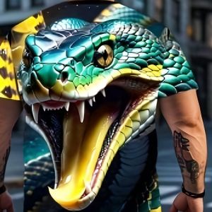 TEMU Große Größe Herren 3D Freizeit Sport Schlangen T-Shirt, Plus Size