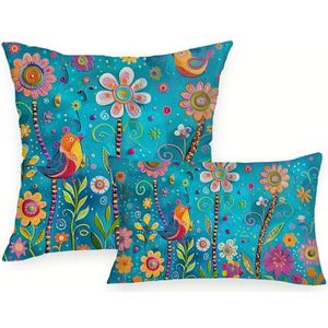 TEMU Vintage Blumen Kissenbezug - 11.8In X 19.7In, Abstrakte Moderne Blumen Dekor, Kissenbezug für Couch Sofa, Wohnzimmer, Schlafzimmer, Ohne Kissenfüllung - Nur Handwäsche, Reißverschluss, Polyestergewebe