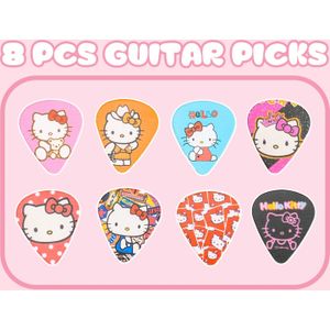 TEMU 8pcs Sanrio for hello kitty Guitar Picks - Durable ABS, Vibrant Mixed Colors for Acoustic, Electric Guitars, Bass, Ukulele - Ideal for Musicians and Guitarists, Guitar Accessories