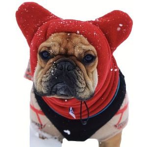 TEMU Niedlicher Hund Fleece Fledermaus Hut Weich Warm Verstellbare Französische Bulldoggen Wintermützen Haustierbedarf