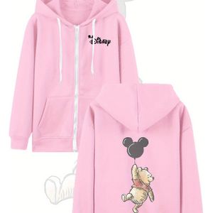 TEMU Winnie the Druck, Damen Freizeit Langarm Kapuzenpullover mit Kordelzug, Element Langarm Rundhals Reißverschluss Kapuzenpullover, Freizeit Langarm Doppel Kapuzenpullover, Kreis