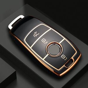 TEMU Premium Schwarzes TPU Autoschlüsselgehäuse mit Goldenem - Kratz- & Sturzschutz für Mercedes-Benz , , , Modelle - zu GLE, GLB, , E300L, E260