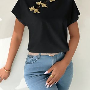 TEMU Richtungsabhängige +88010704 Frühling Und Sommer Neuer Stil Chinesischer Knoten Knopf T-Shirt
