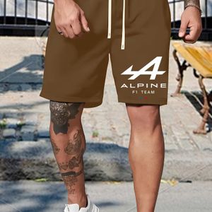 TEMU Herren Freizeitshorts aus 95% Polyester und 5% Elasthan - Schwarzer -Grafikdruck, Passform, Maschinenwaschbar für Outdoor- & Freizeitkleidung