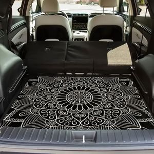 TEMU . Kofferraummatte für das Auto - Stilvolles Schwarz-Weißes Blumen-Kristall-Samt-Design, Minimalistisches Innenzubehör zur Aufrechterhaltung der und Ordnung Ihres Fahrzeugs