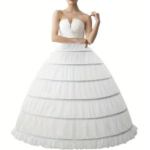 TEMU Romantischer Braut-Petticoat aus Polyester, Unterrock mit strapazierfähigen Stahlreifen für Hochzeit, Brautjungfern, Partykleider - Verstellbare Taille und Spitzenabschluss