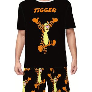 TEMU Tigger-Druck Herren Sommer Casual Pyjama Set Weich Atmungsaktiv Rundhals T-Shirt und Shorts Bequeme Pyjamas Casual Ideales Geschenk für Freunde oder Freund
