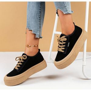 TEMU 1 Damenmode-Sneaker - Einfarbige Low-Top-Schnürschuhe mit Runder Zehenpartie, Bequemes Stoffobermaterial & Innenfutter, Strapazierfähige PVC-Sohle, Ganzjahres-Sportstil