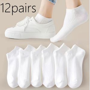 TEMU 12 Paar Weiße Knöchelsocken, 95% Polyester 5% Elasthan, Einfarbig, Komfortabler Stoff, Maschinenwaschbar, Niedrige Socken für Frauen