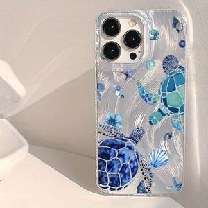 TEMU Coole Schildkrötenmuster-Design Handyhülle geeignet für iPhone 16, 16e, 15, 14 Plus, 13, 12, 11 Pro Max, X, XS, XR, XS Max, 8, 7 Plus, SE 2022 Stoßfeste Schutzhülle