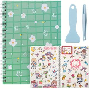 TEMU Wiederverwendbares Aufkleberbuch - 60 Blätter, Sammelalbum, Organisator, Leeres Buch für Erwachsene & Kinder, Aufbewahrungsbox mit Pinzette & Spatel, A5