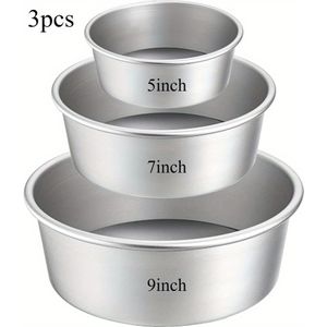 TEMU 3-teiliges Rundkuchenformset ? 12,7 cm / 17,8 cm / 22,9 cm Aluminium-Kuchenbackform mit nicht abnehmbarer Unterseite für Hochzeiten, Valentinstag und Geburtstagsfeiern