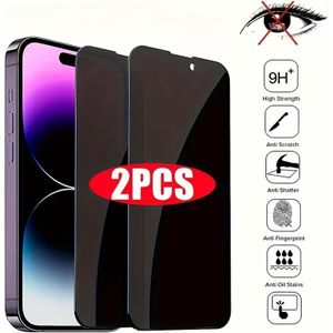 TEMU 2er-Set Sichtschutzfolie Vollabdeckung Anti-Spionage Gehärtetes Glas 9H Härte Upgrade Kanten-Schutz für Apple iPhone 16 Pro Max/16 Plus/iPhone 15 Pro Max/14/13/12/11 Serie