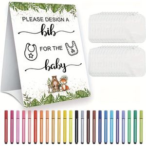 TEMU 40 Stück Duschschutz Spiele Design Duschparty Spielzeichen DIY Körbchenzeichen 15 Weiße Leere Fütterungsbeutel 24 Markierungen für Duschparty Geschenke