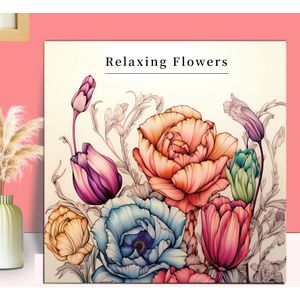 TEMU Entspannendes Blumen-Malbuch für Erwachsene - Dickes, Hochwertiges , 20 Seiten, Einseitiger Druck - Ideales Geschenk für Weihnachten & Halloween