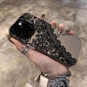 TEMU Schwarzes Muster Geeignet für Apple 15 Handyhülle, Iphone14plus Neue 13promax Spitze Nische 12 High-End 11 Schutzhülle Weiblicher Stil