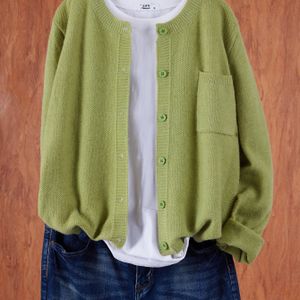 TEMU Damens Casual Cardigan mit Knopfleiste - Weich und Dehnbar mit Langen Ärmeln und , Einfarbig für Frühling/Herbst, Leichter und Bequemer Alltagskleidung