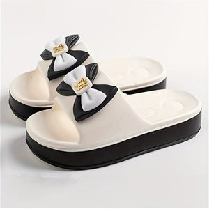 TEMU Weiß-Rosa Damen-EVA-Sandalen mit Dicker Sohle und Knöchelriemen Schleife - Zum Reinschlüpfen Offene Zehen Hausschuhe für & Draußen, Maschinenwaschbarer Ganzjahreskomfort