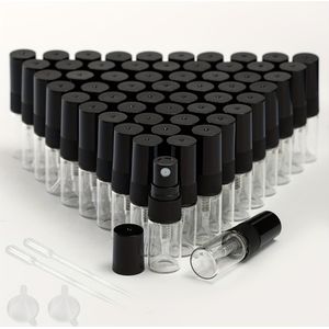 TEMU 56 Stück Tragbare Kleine Sprayflaschen Kunststoff-Sprayer Schwarzer Kopf 2 Ml Sprayflaschen 3 Ml Parfümflaschen 5 Ml Sprayflaschen 10 Ml Sprayflaschen