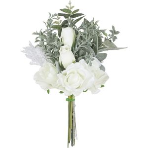 TEMU Ein Bündel Bezaubernder Kunstblumen-Arrangements - Handgefertigte Rosen & Eukalyptus, für Bauernhaus-Dekor, Tischdekorationen & Kaffeetischakzente (Vase Nicht Enthalten)