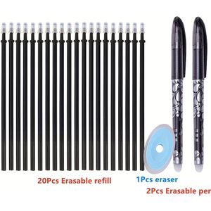 TEMU ., 23 Stk. Gelstift-Set Radierbare 0.5 Waschbarer Magischer Radierstift Büro 2 Stifte + 20 + 1 Radiergummi Farbe Zufällig