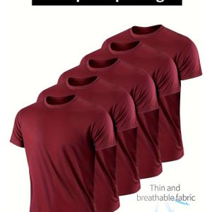 TEMU Prince5pcs Gitter Schnelltrocknende Herren Ultra-Dünne Atmungsaktive Fitness-Sportbekleidung, Laufmode Casual Schnelltrocknendes Fitness-Set, T-Shirt